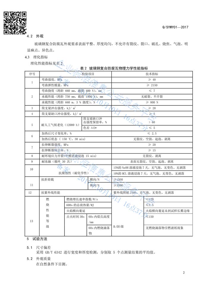 玻璃鋼復合瓦企業(yè)標準